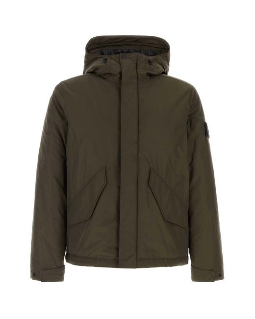 Stone Island Green Polyester Blend Padded Jacket for men