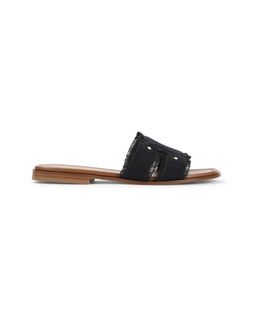 Céline Black Fringed Triomphe Mule