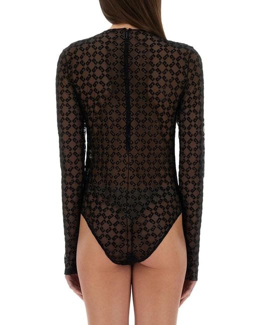 Givenchy Black Monogram Tulle Bodysuit