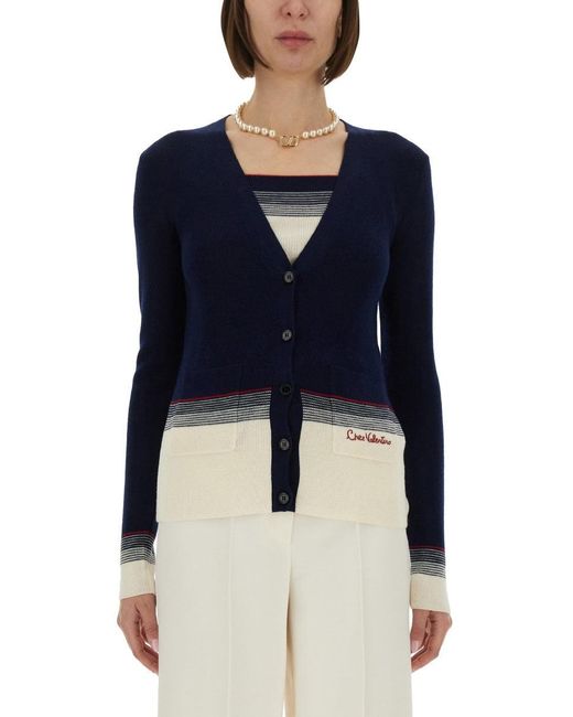 Valentino Blue Wool Cardigan