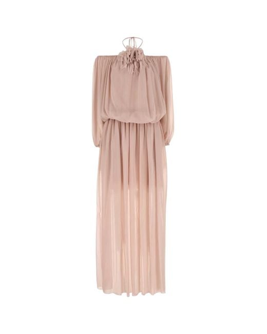 Blumarine Pink Pastel Georgette Long Dress