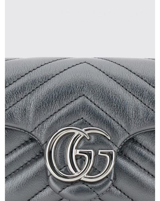 Gucci Gray Gg Marmont Quilted Nappa Mini Bag By With Chevron Motif