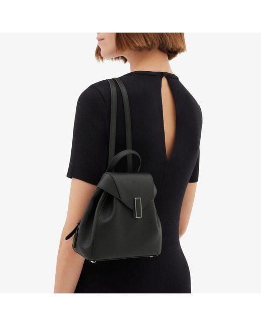Valextra Black Iside Mini Leather Backpack