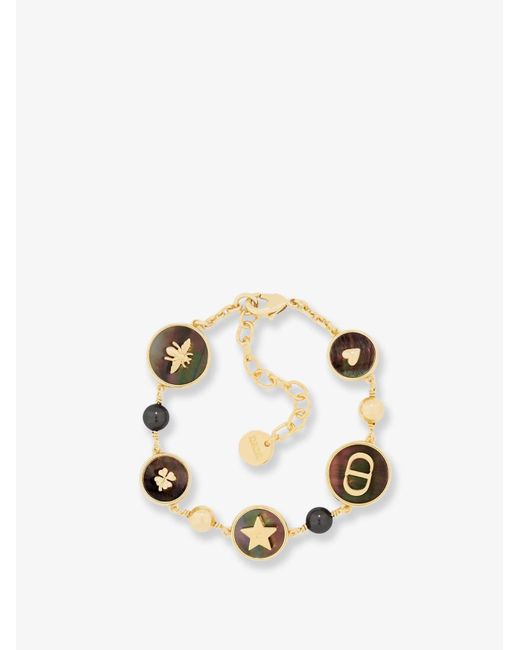 Dior White D-Luck Metal Bracelet With Finishes