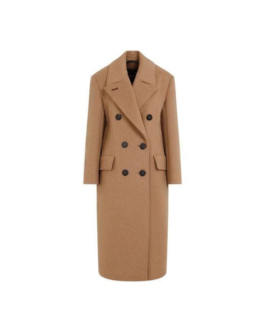 Max Mara Brown Certo Double-Breasted Long Coat