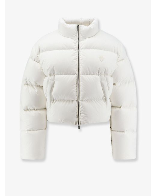Gucci White Crop Fit Down Jacket With Crest