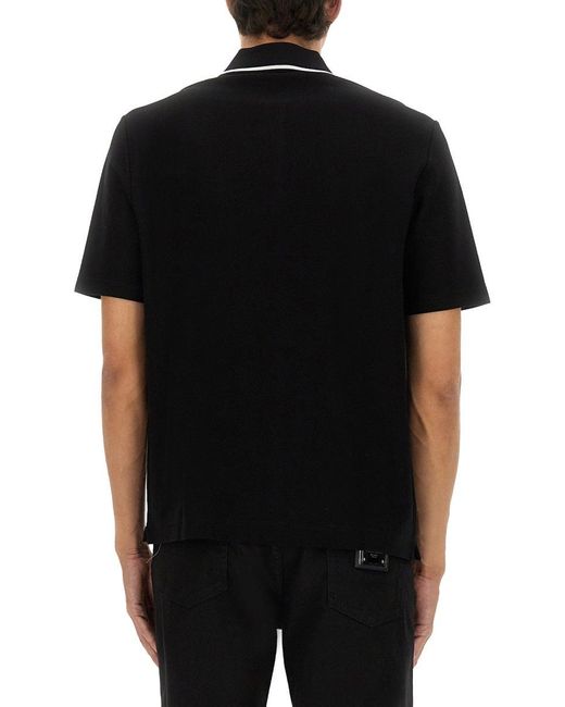 Dolce & Gabbana Black Cotton Pique Polo for men