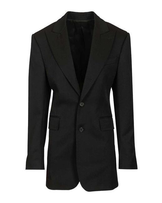 Céline Black Diagonal Wool Column Jacket