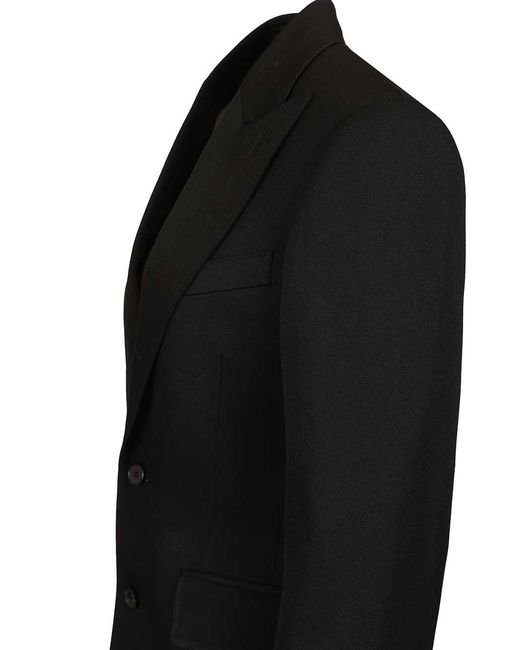 Céline Black Diagonal Wool Column Jacket