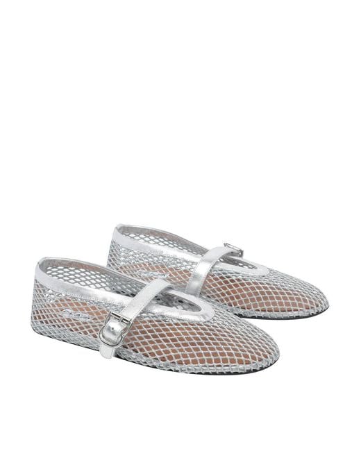 Alaïa Gray Fishnet Flat Ballets