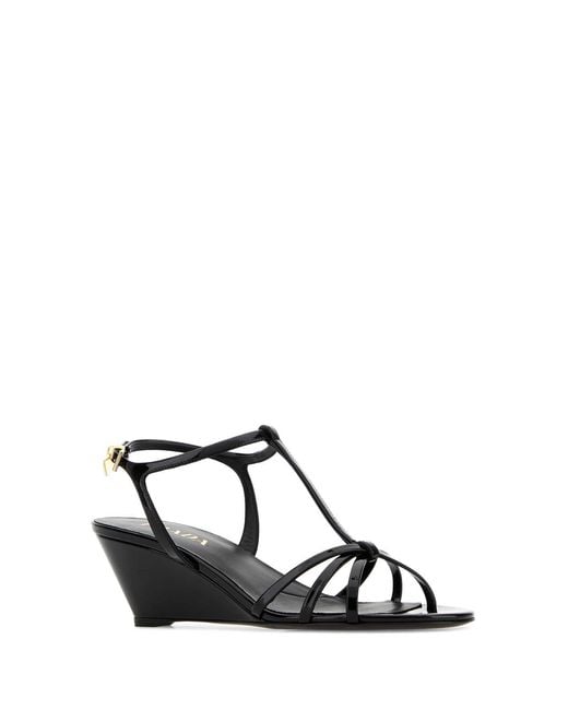 Prada Black Leather Sandals