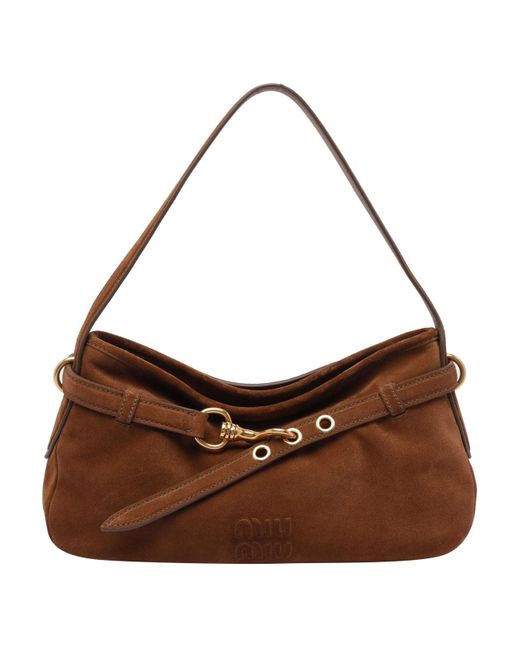 Miu Miu Brown Aventure Suede Shoulder Bag