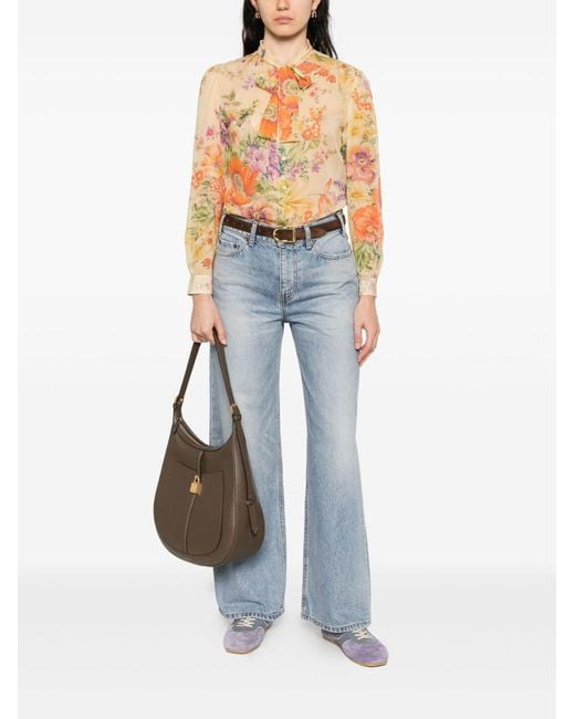 Céline White Printed Silk Blouse