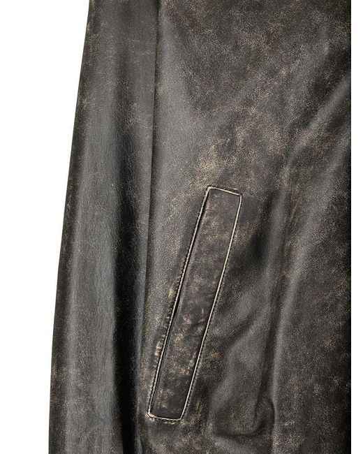 Acne Gray Leather Bomber Jacket for men