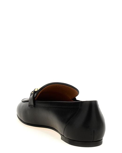 Tod's Black Calfskin Loafers With Metallic Band