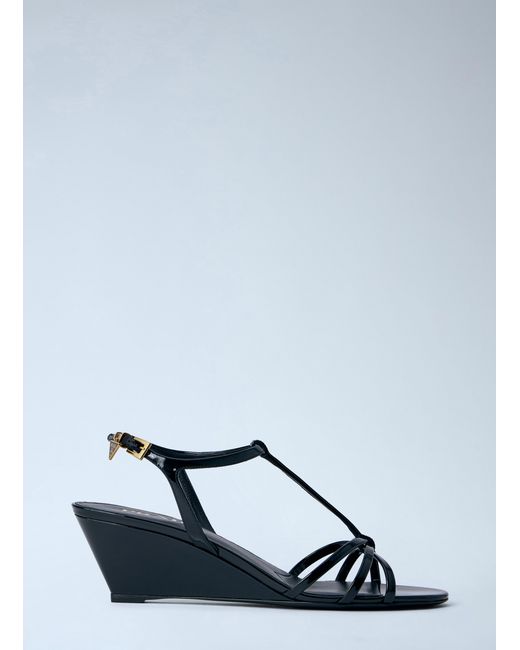 Prada Blue Strappy Wedge Sandals