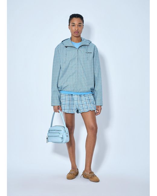 Acne Blue Hooded Check Jacket