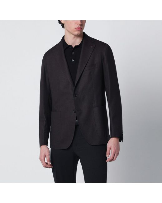 Tagliatore Black Wool Singlebreasted Jacket for men