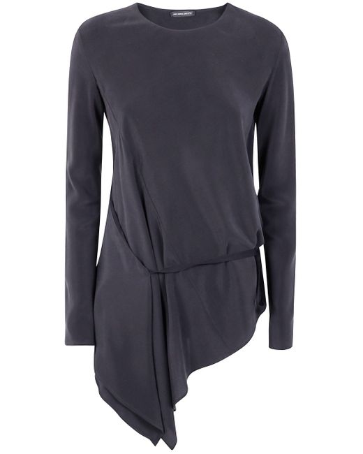 Ann Demeulemeester Blue "Deana" Long Sleeve Asymmetric Top