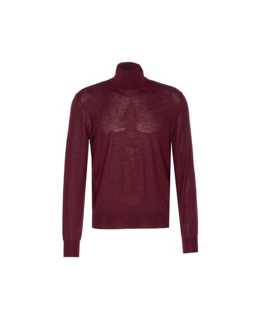 Saint Laurent Red Wool Turtleneck Sweater for men