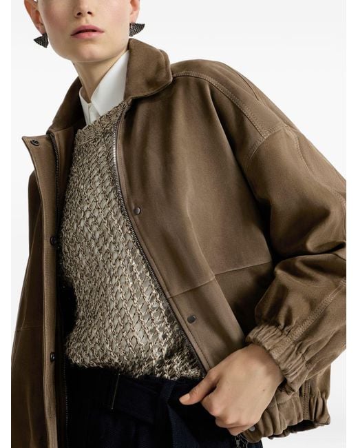 Brunello Cucinelli Brown Leather Jacket