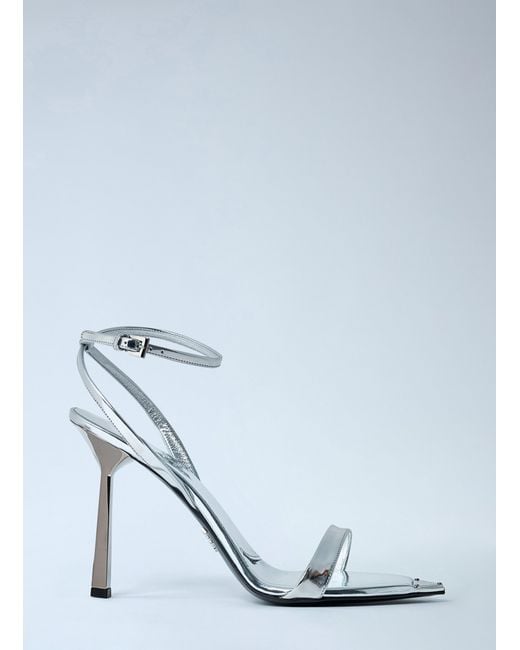 Prada Blue Leather Heeled Sandals