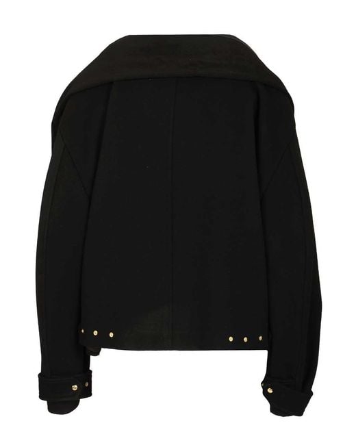 Céline Black Wool Jacket With Removable Scarf