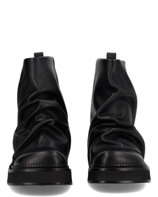 The Attico Black Leather Ankle Boots Mini Robin