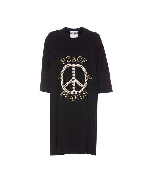 Moschino Black Peace & Pearls Dress