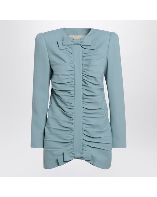 Valentino Blue Light Crispy Light Wool Jacket