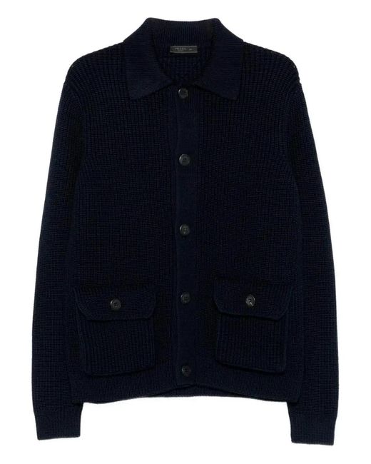 Prada Blue Wool Cardigan for men