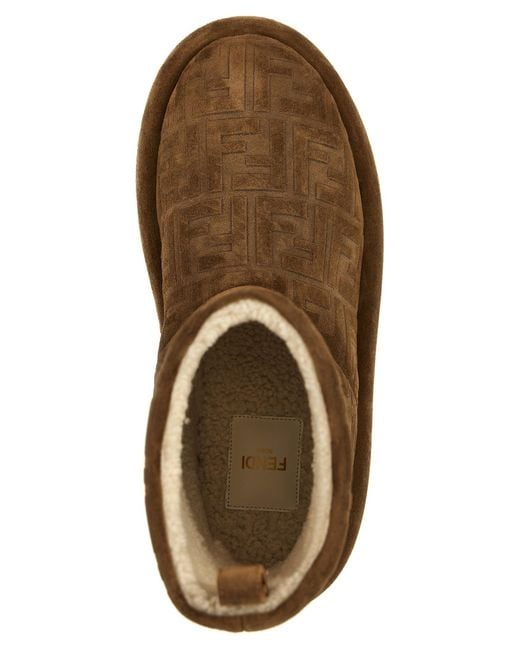 Fendi Brown Après Chic Ff Embossed Suede Boots