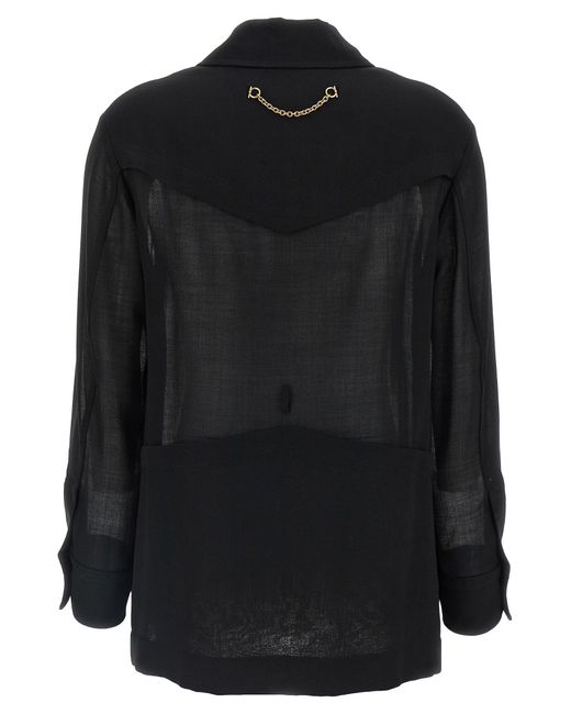 Ferragamo Black Semi-Transparent Wool Jacket