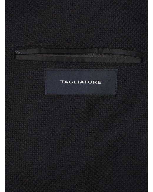 Tagliatore Black 100S Wool Blazer for men