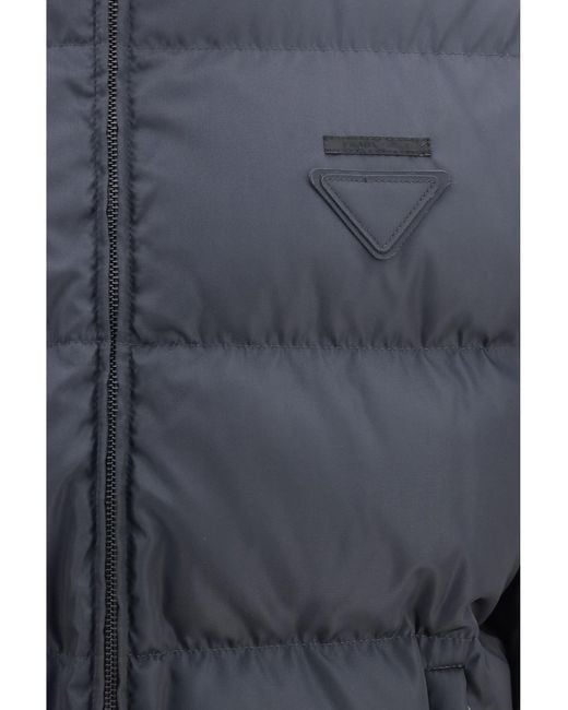 Prada Blue High-Neck Padded Jacket for men