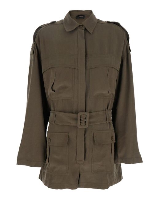 ANDAMANE Green 'Vania' Jumpsuit With Classic Collar And Adjustable And Removable Belt for men