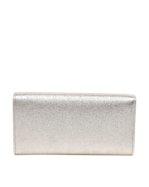 Jimmy Choo Emmie Glitter Leather Clutch Bag in Gray | Lyst