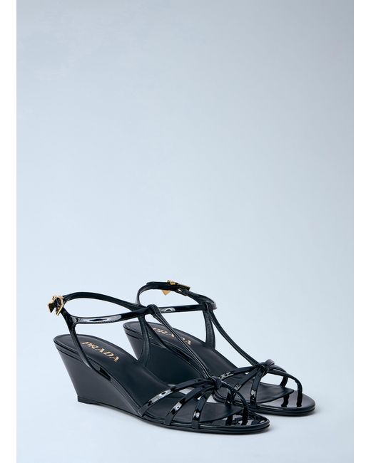 Prada Blue Strappy Wedge Sandals