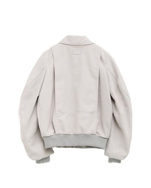 Loewe White Suede Leather Bomber Jacket