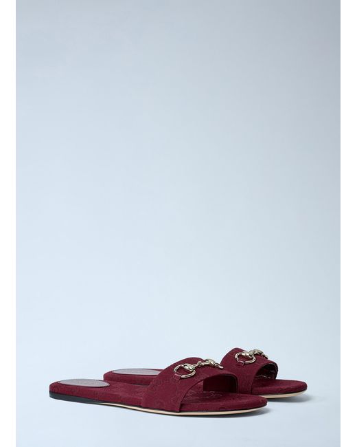 Gucci White Horsebit Slides
