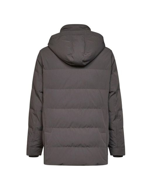 Brunello Cucinelli Gray Hooded Down Jacket for men