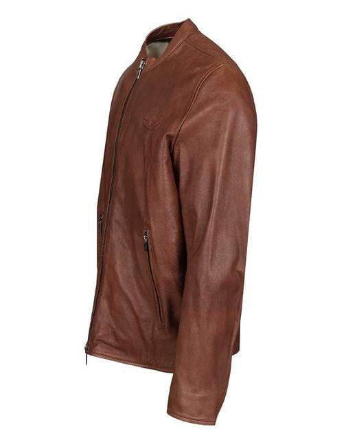 DIESEL Brown Leather Jacket for men