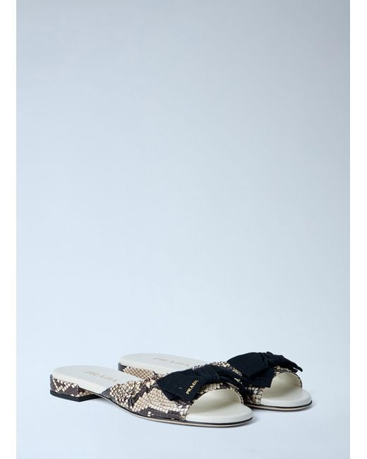 Prada Blue Textured Slide Sandals