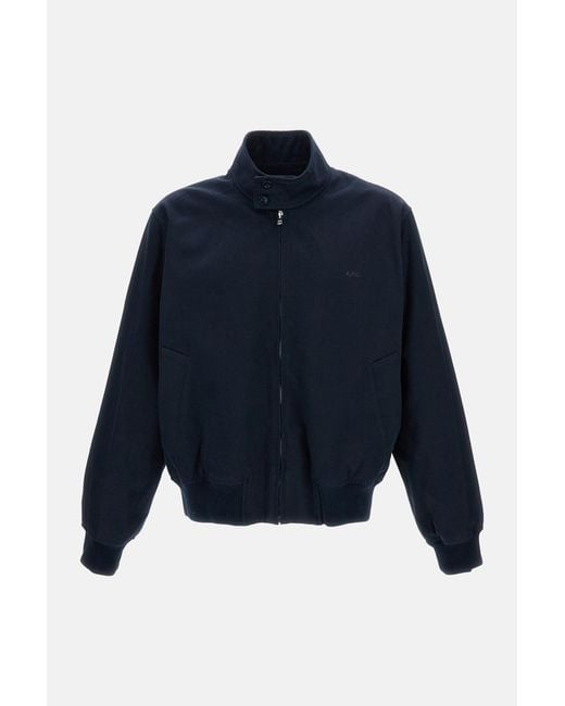 A.P.C. Blue Zipped Bomber Jacket for men