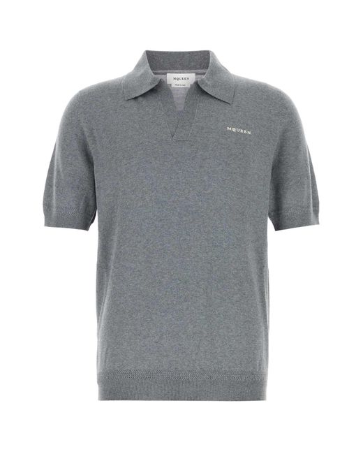 McQueen Gray Wool Polo Shirt for men