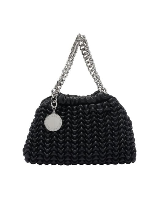 Stella McCartney Black Falabella Popcorn Drawstring Crossbody Bag