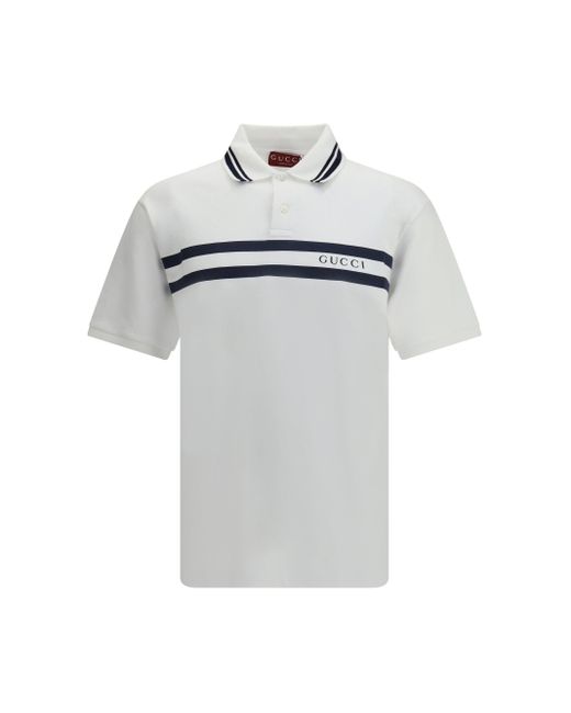 Gucci White Cotton Polo Shirt for men