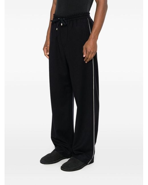Loewe Black Wool Drawstring Trousers for men