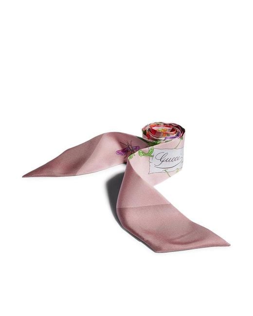 Gucci White Printed Silk Ribbon