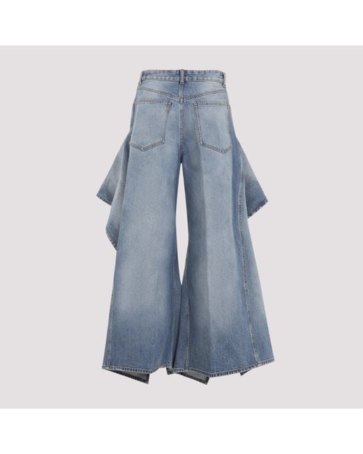 Alaïa Blue Ruffle Faded Jeans